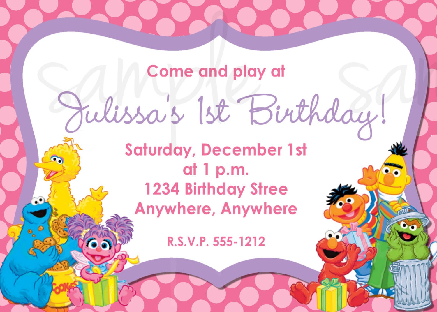 Sesame Street Party Invitations