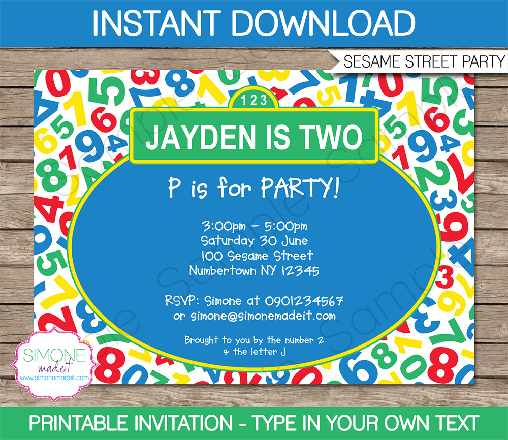 Sesame Street Party Invitations Template