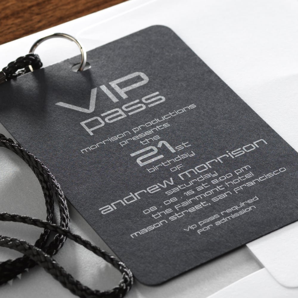 Sleek Black Vip Pass Invitations Via Einvite Com
