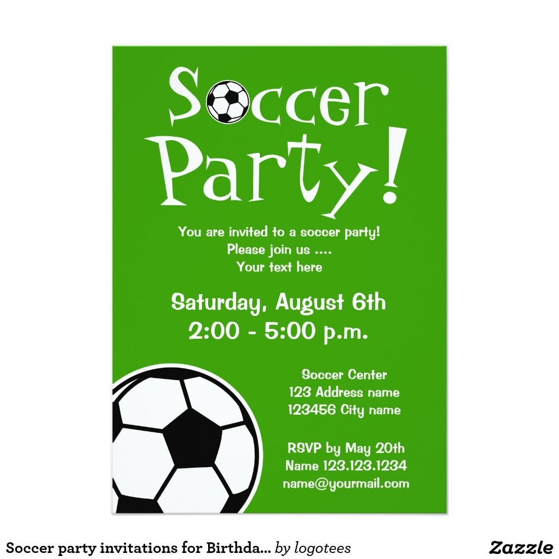 Soccer Party Invitations For Birthdays Or Bbq