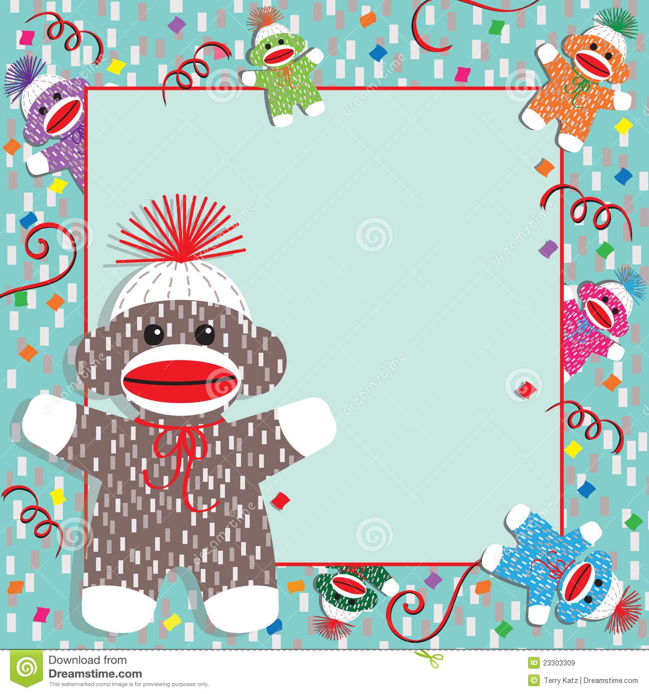 Sock Monkey Party Invitation Royalty Free Stock Photo