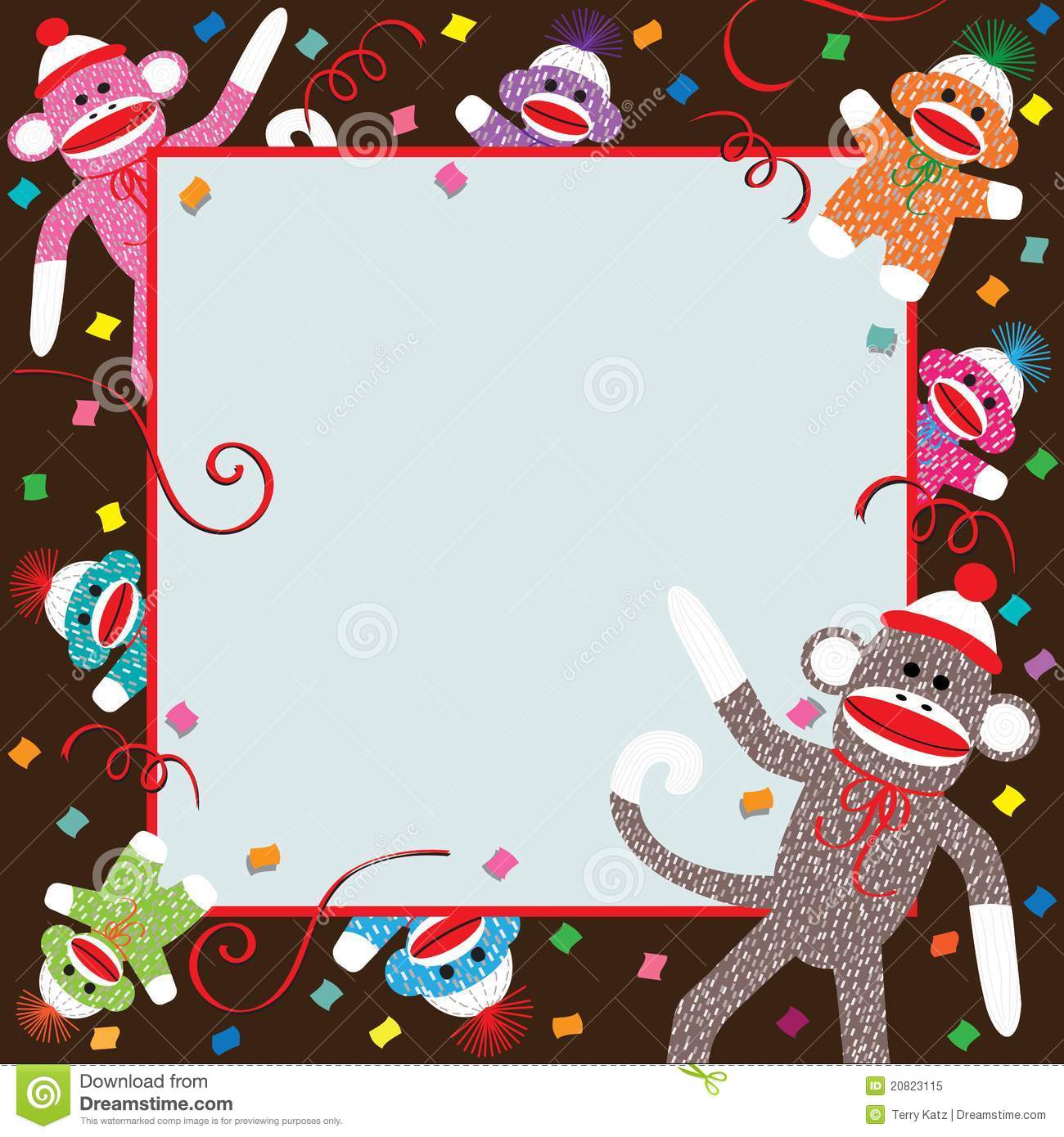 Sock Monkey Party Invitations