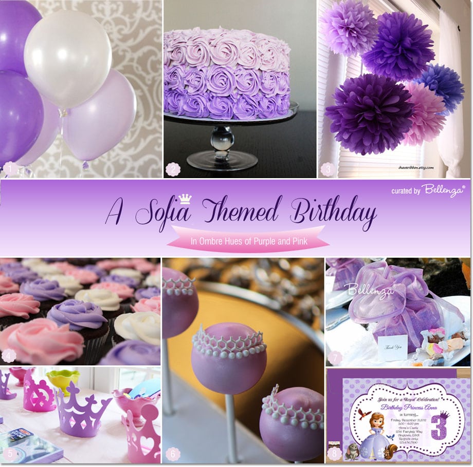 Sofia Themed Birthday Party Ideas In Ombre Hues Of Purple And Pink!