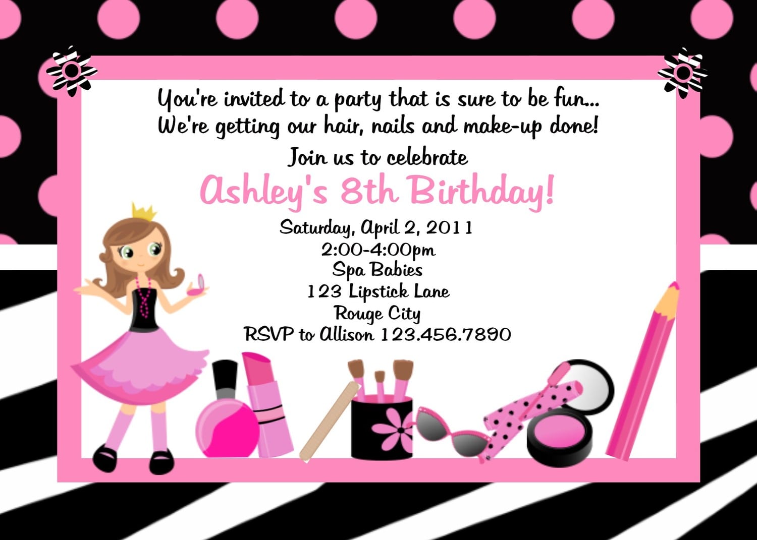 Spa Birthday Party Invitations