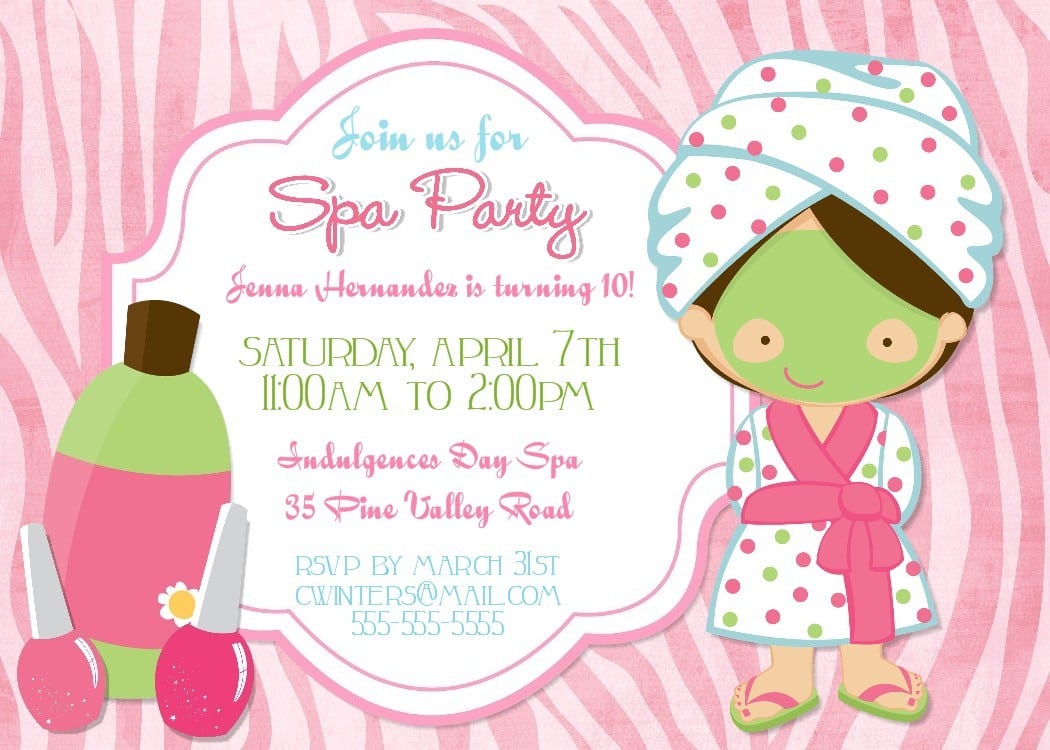 Spa Party Invitations