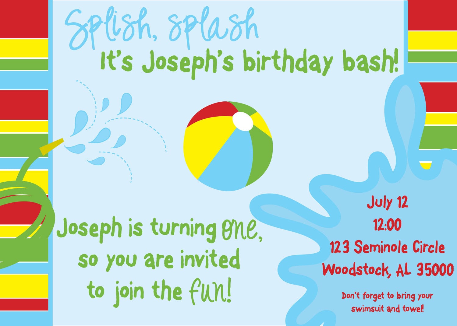 Splish Splash Party Invitations