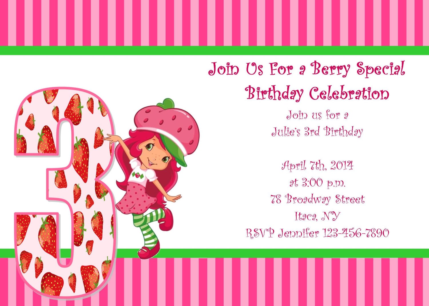 Strawberry Shortcake Party Invitations