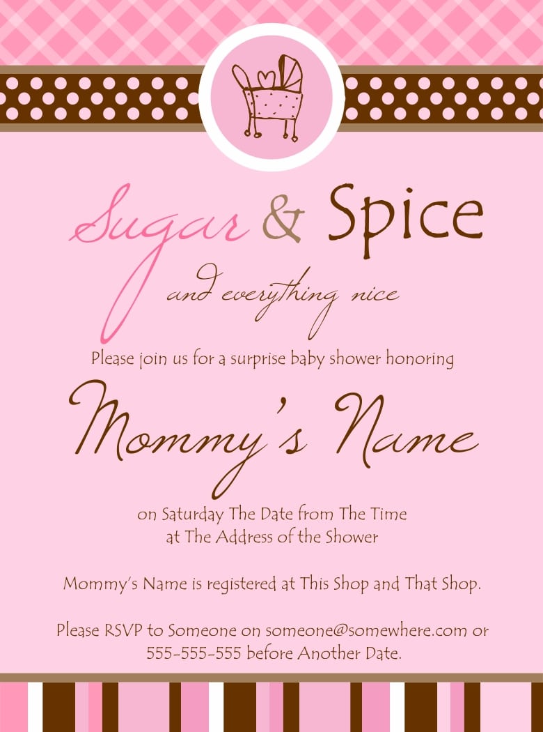 Sugar And Spice Baby Shower Invitations