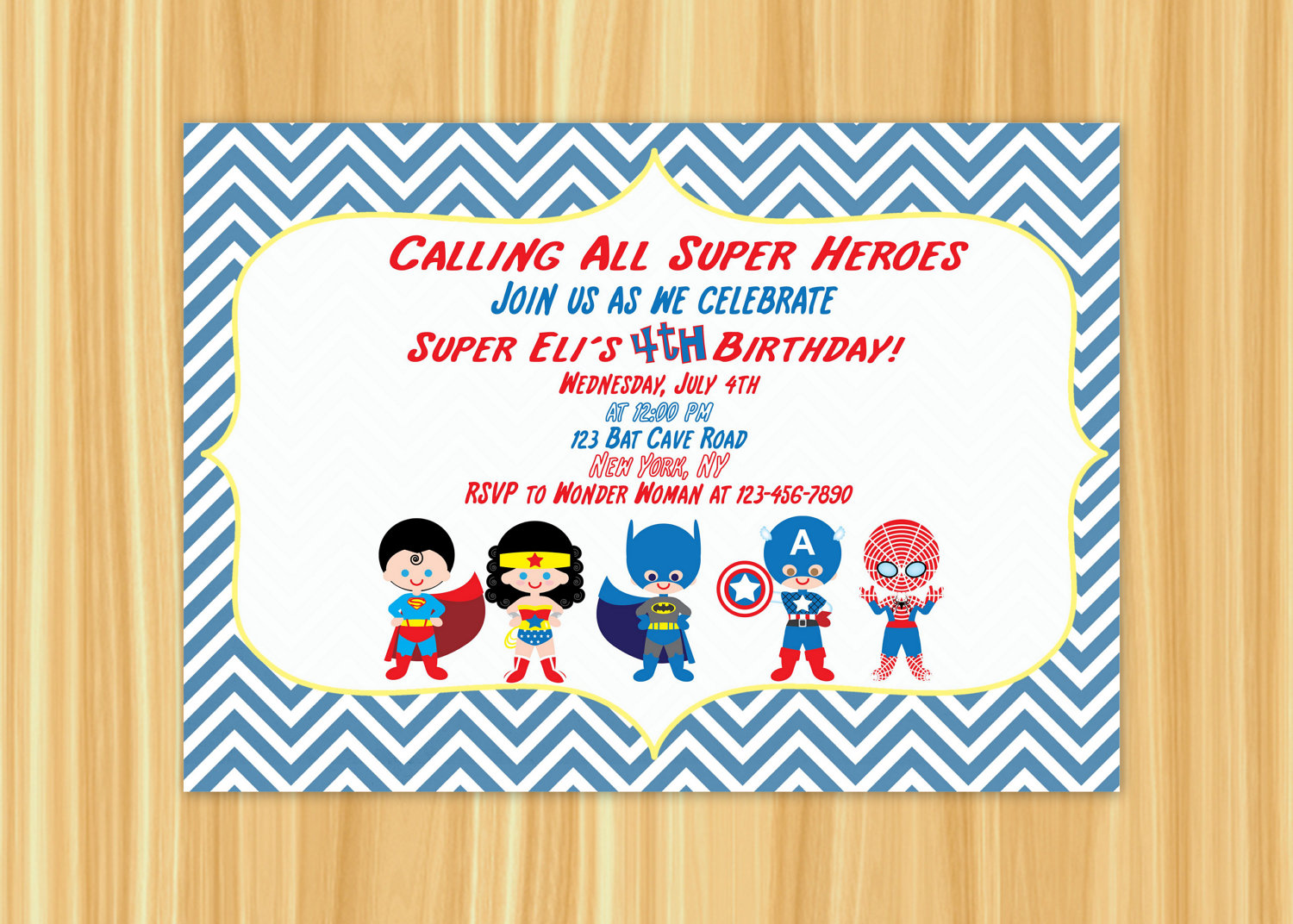 Super Hero Invitation Super Hero Birthday Party Super Hero