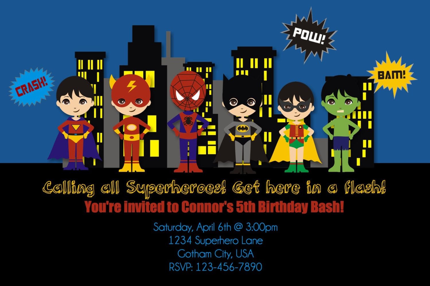 Superhero Party Invitations