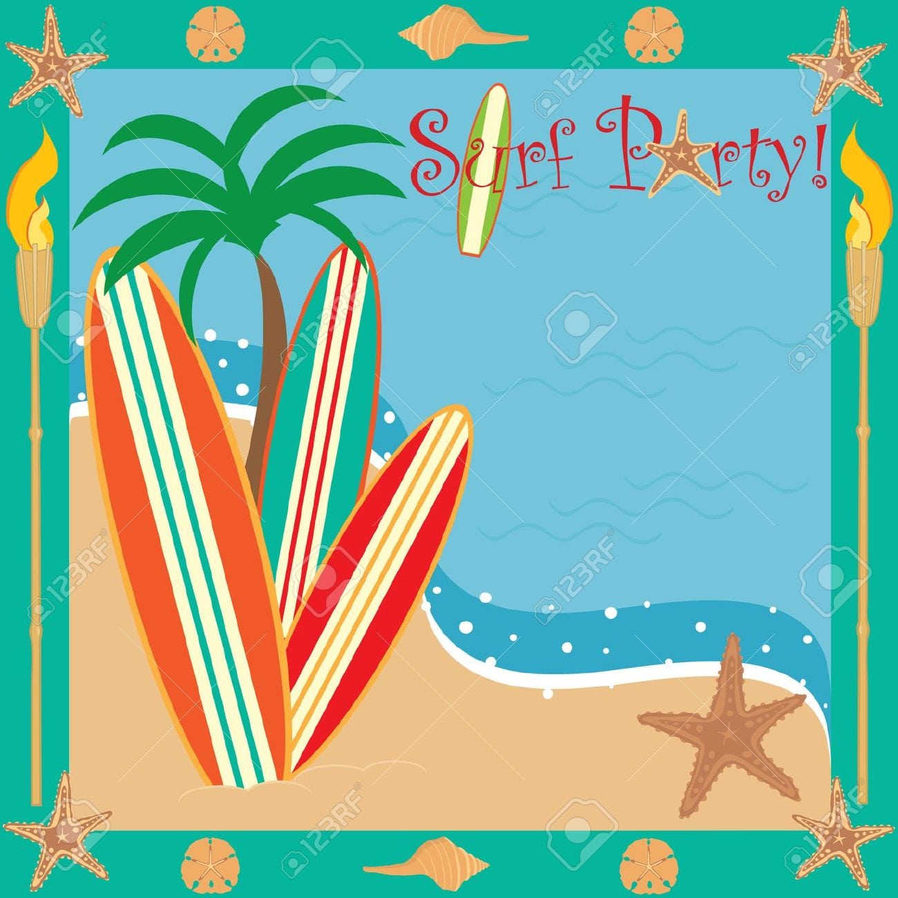 Surf Party Invitation Royalty Free Cliparts, Vectors, And Stock