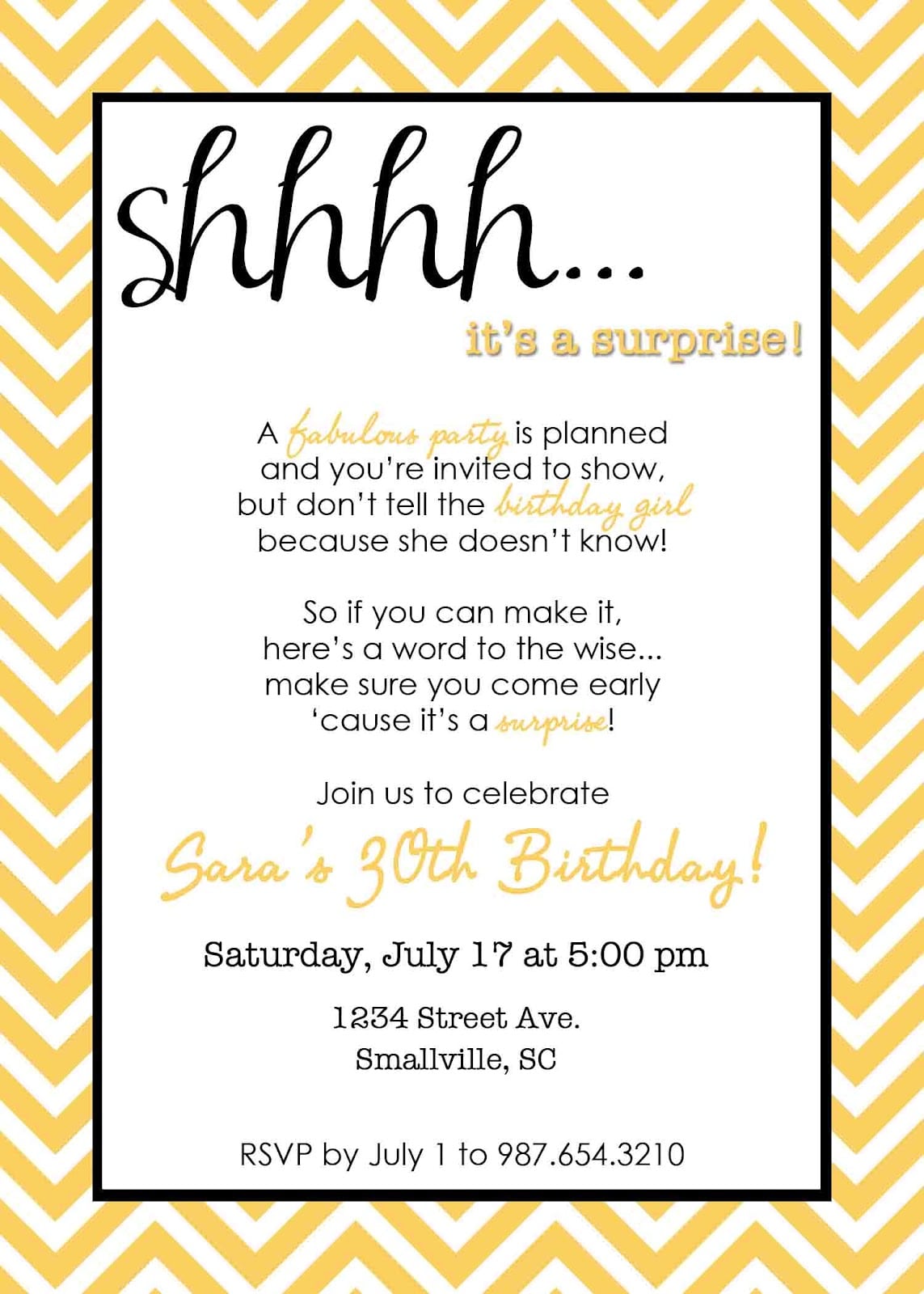 Surprise Birthday Invitations Wording