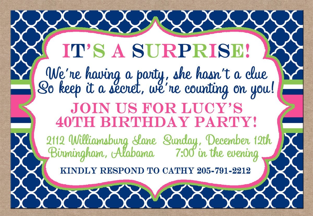 Surprise Birthday Party Invitations