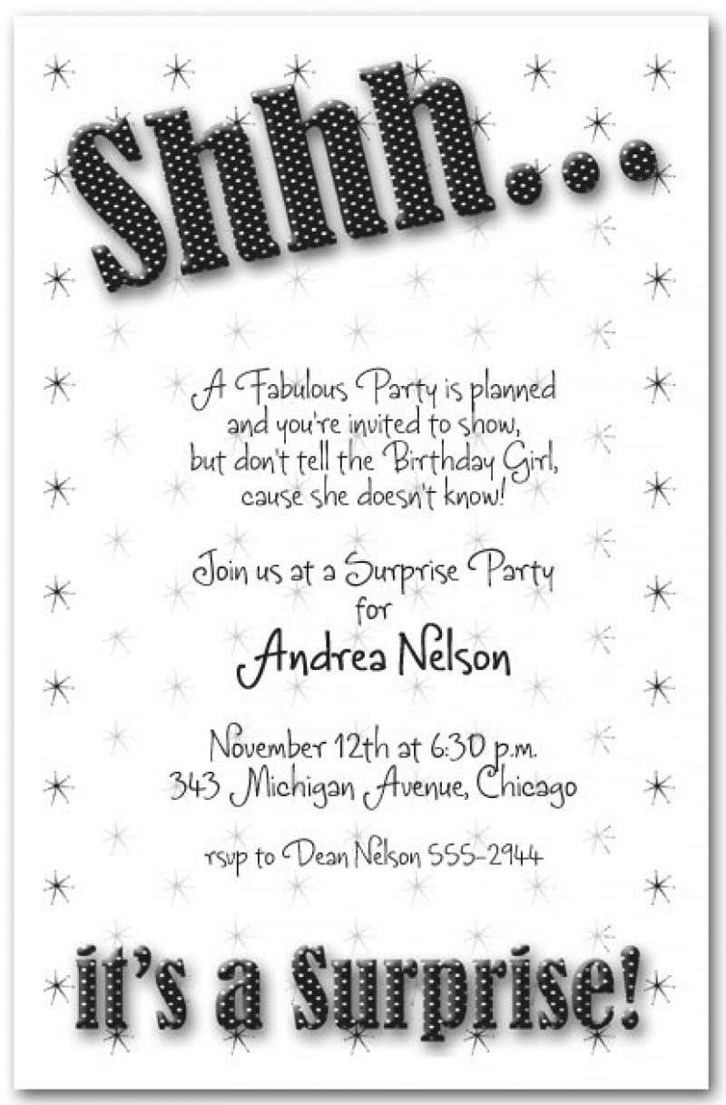 Surprise Party Invitations Templates Free