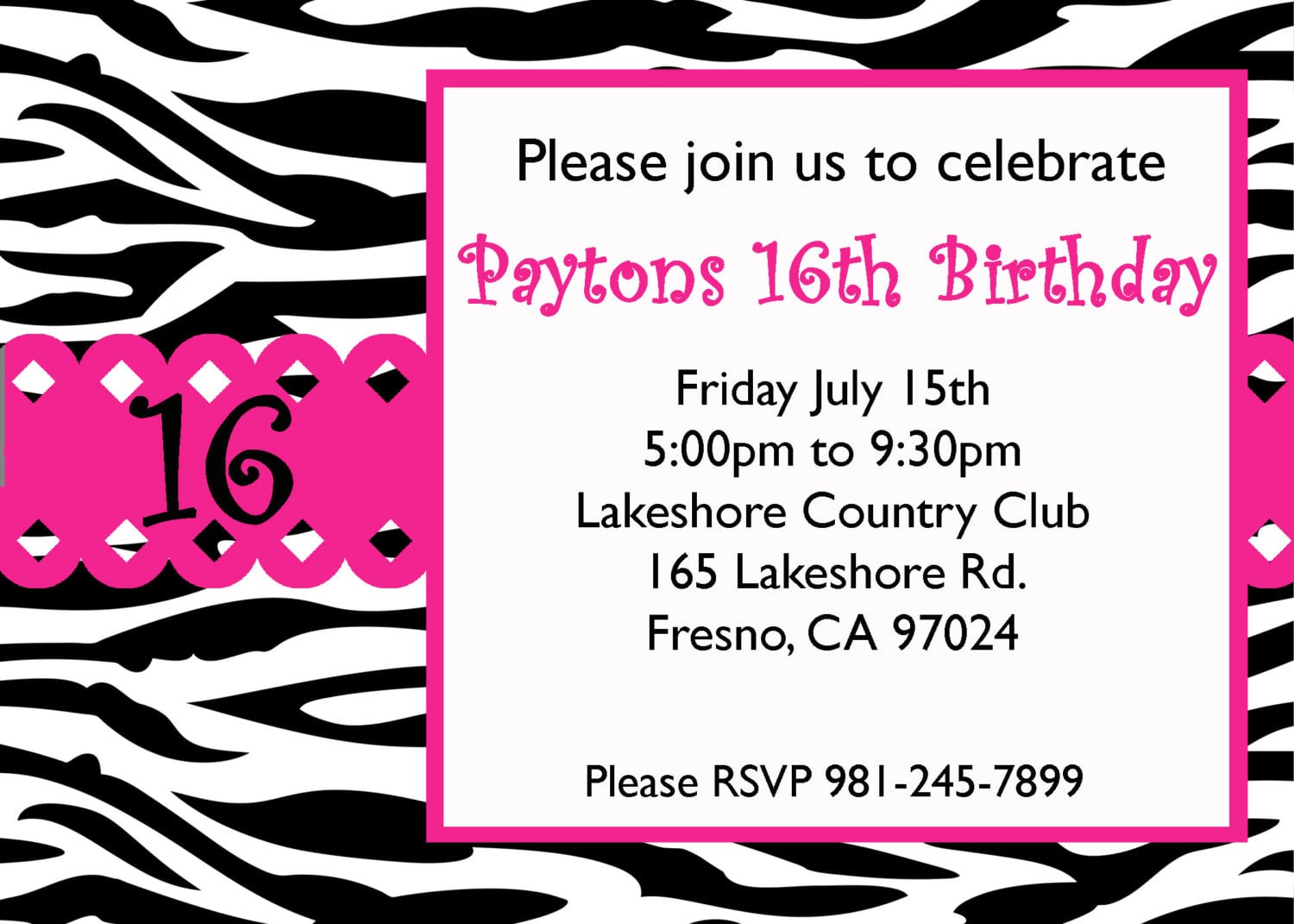 Sweet 16 Invitation Template