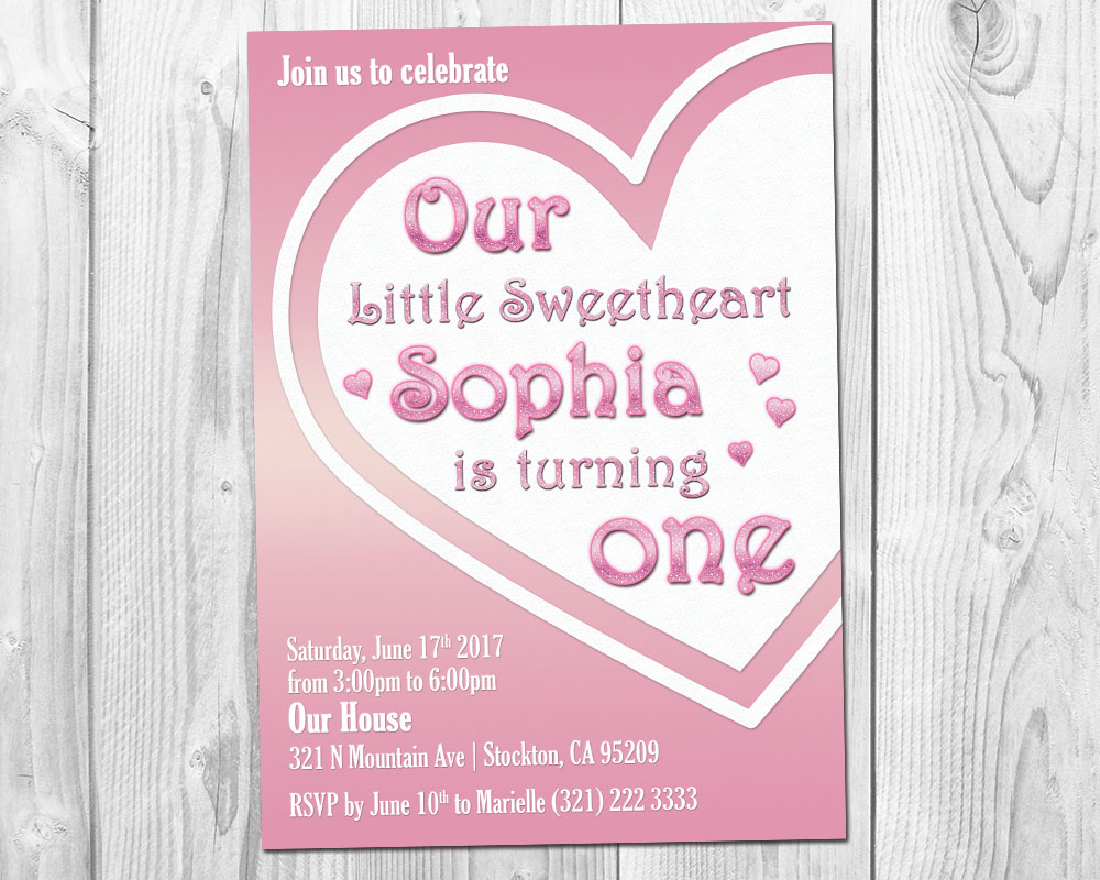 Sweetheart Birthday Party Invitation   Valentine Birthday