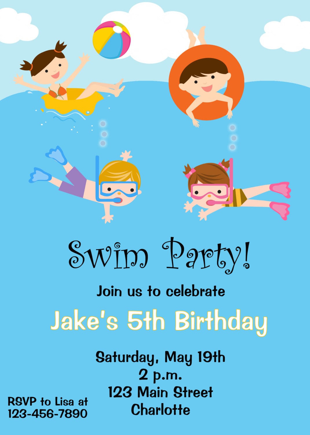 Swim Party Invitations
