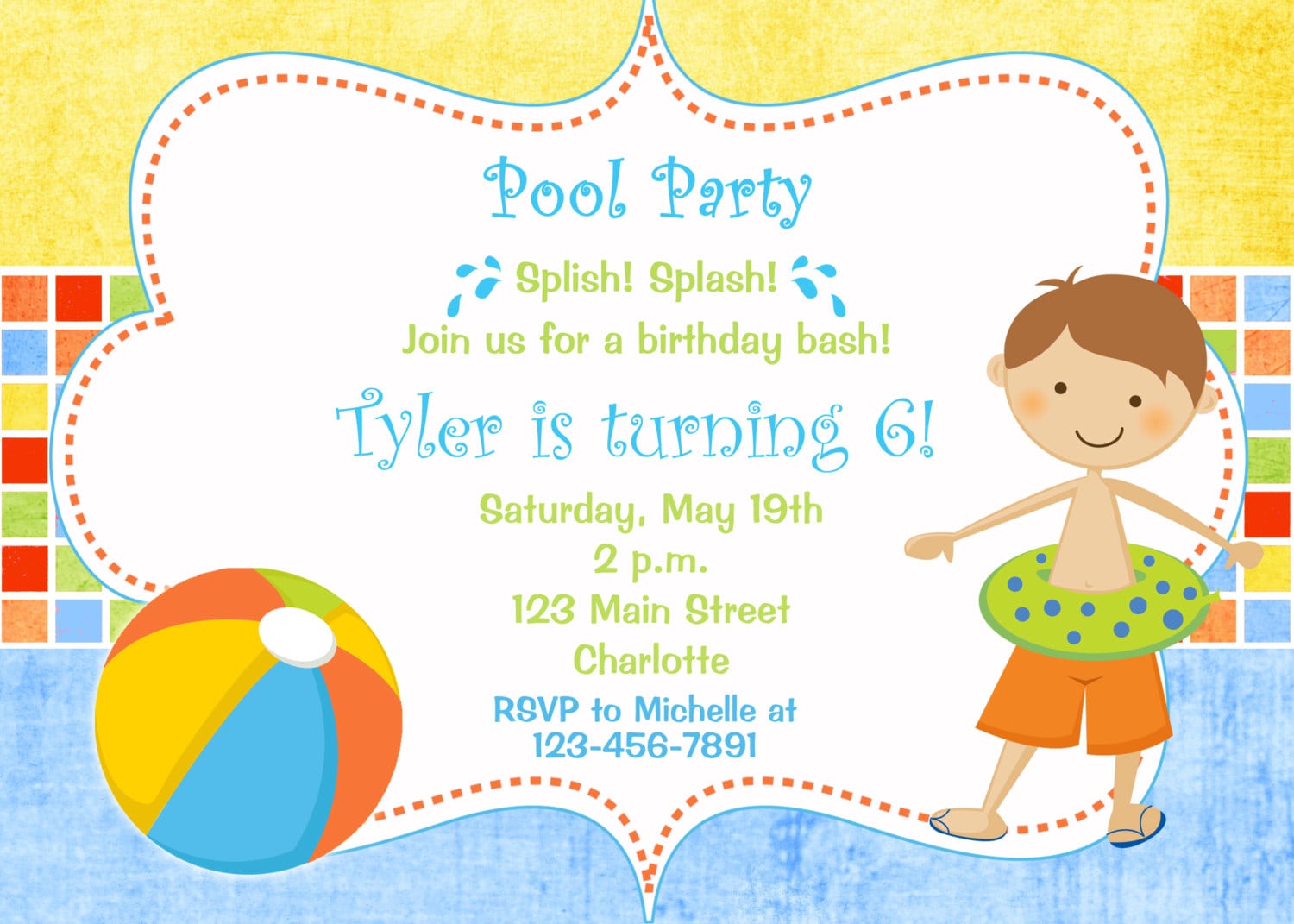 Swimming Birthday Party Invitations