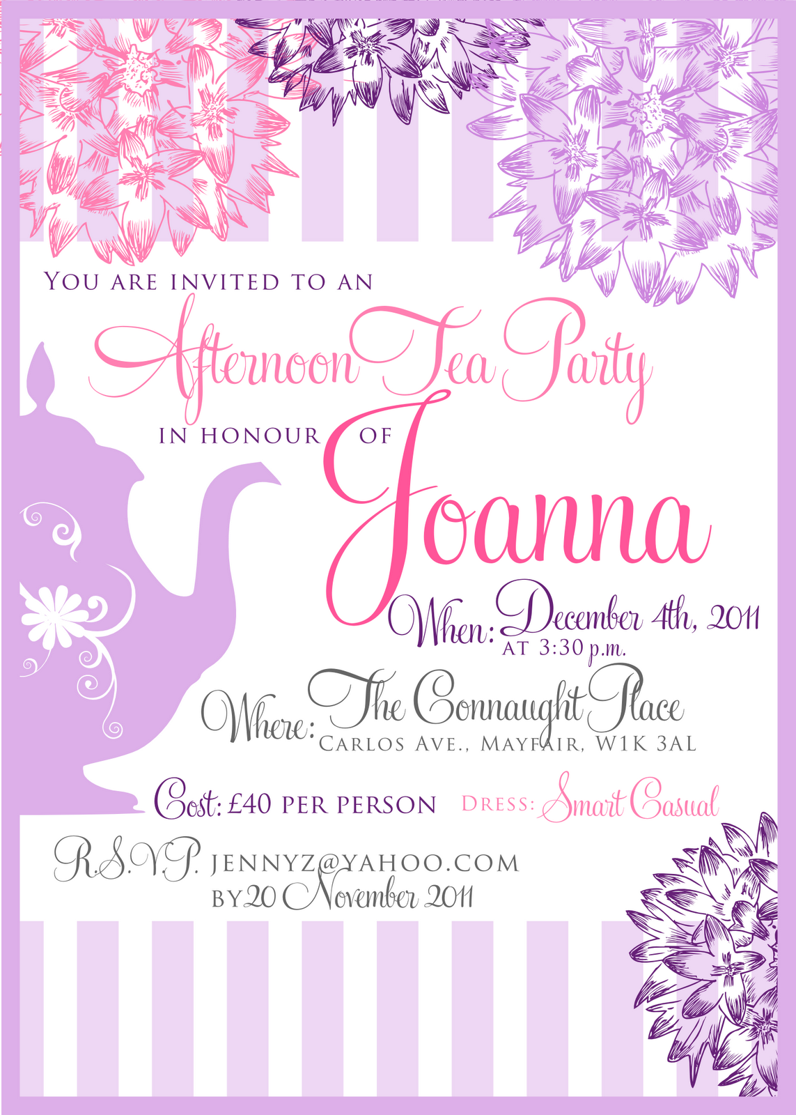 Tea Party Baby Shower Invitation Templates Wall