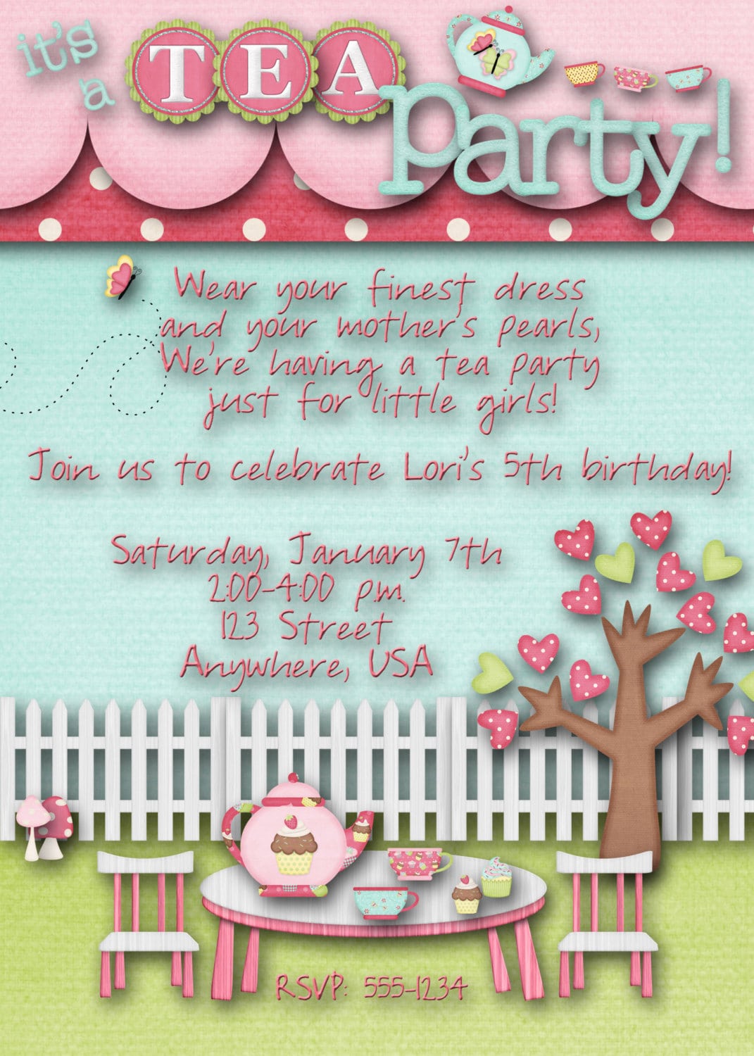 Tea Party Birthday Invitation Tea Party Birthday Invite