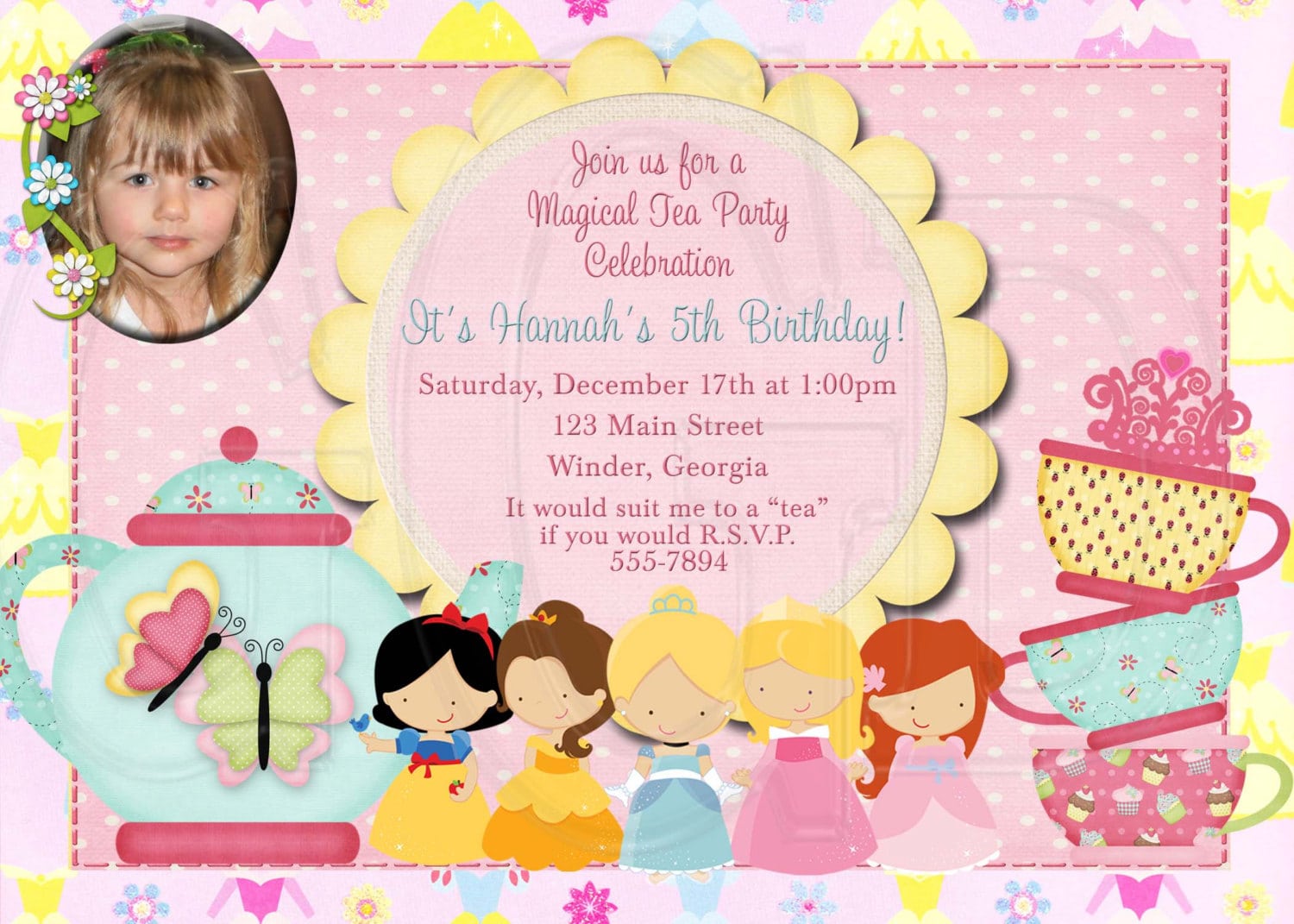 Tea Party Invitation Birthday Princess Tea