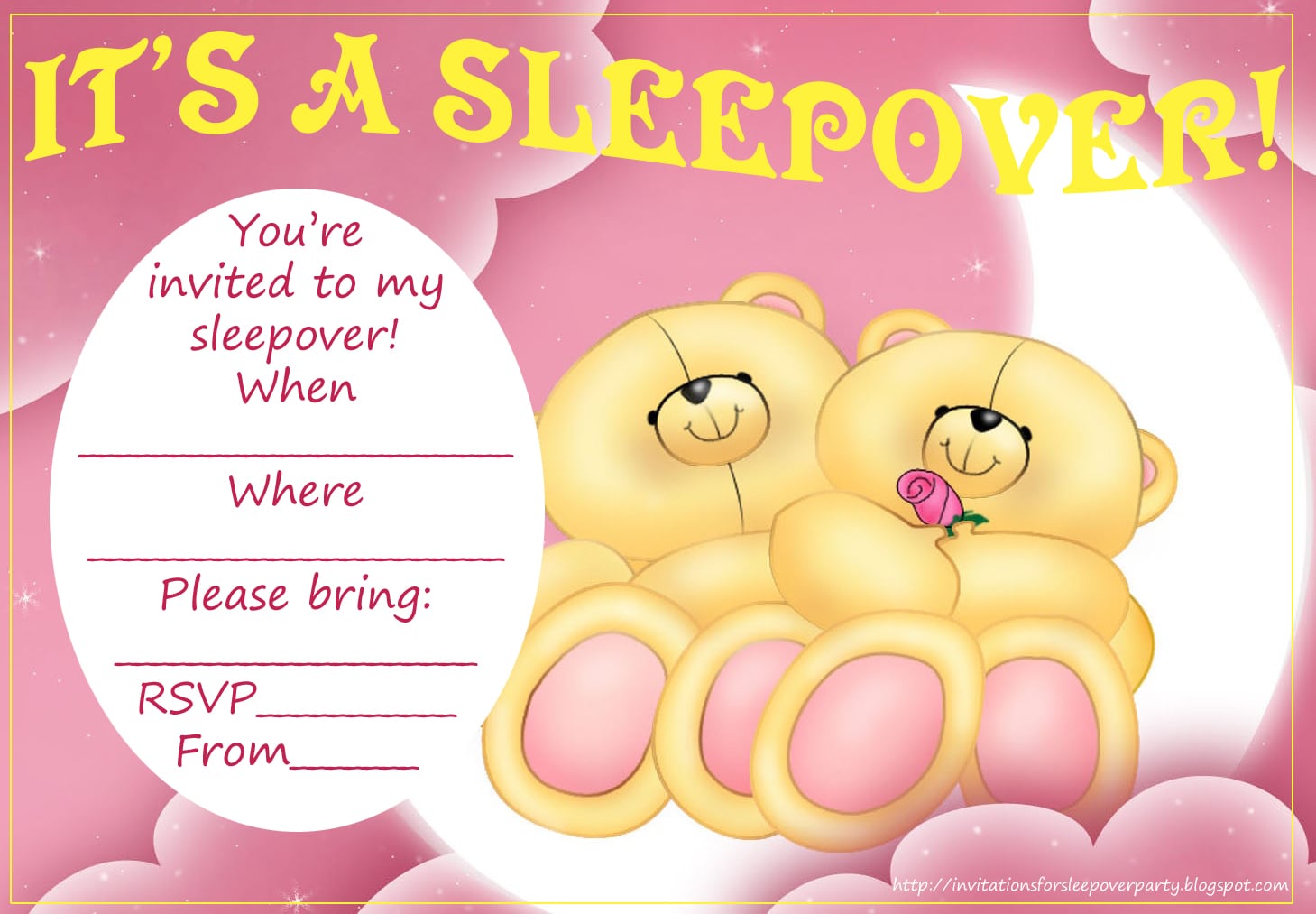 Teddy Bear Party Invitations For A Sleepover  Geqnjo