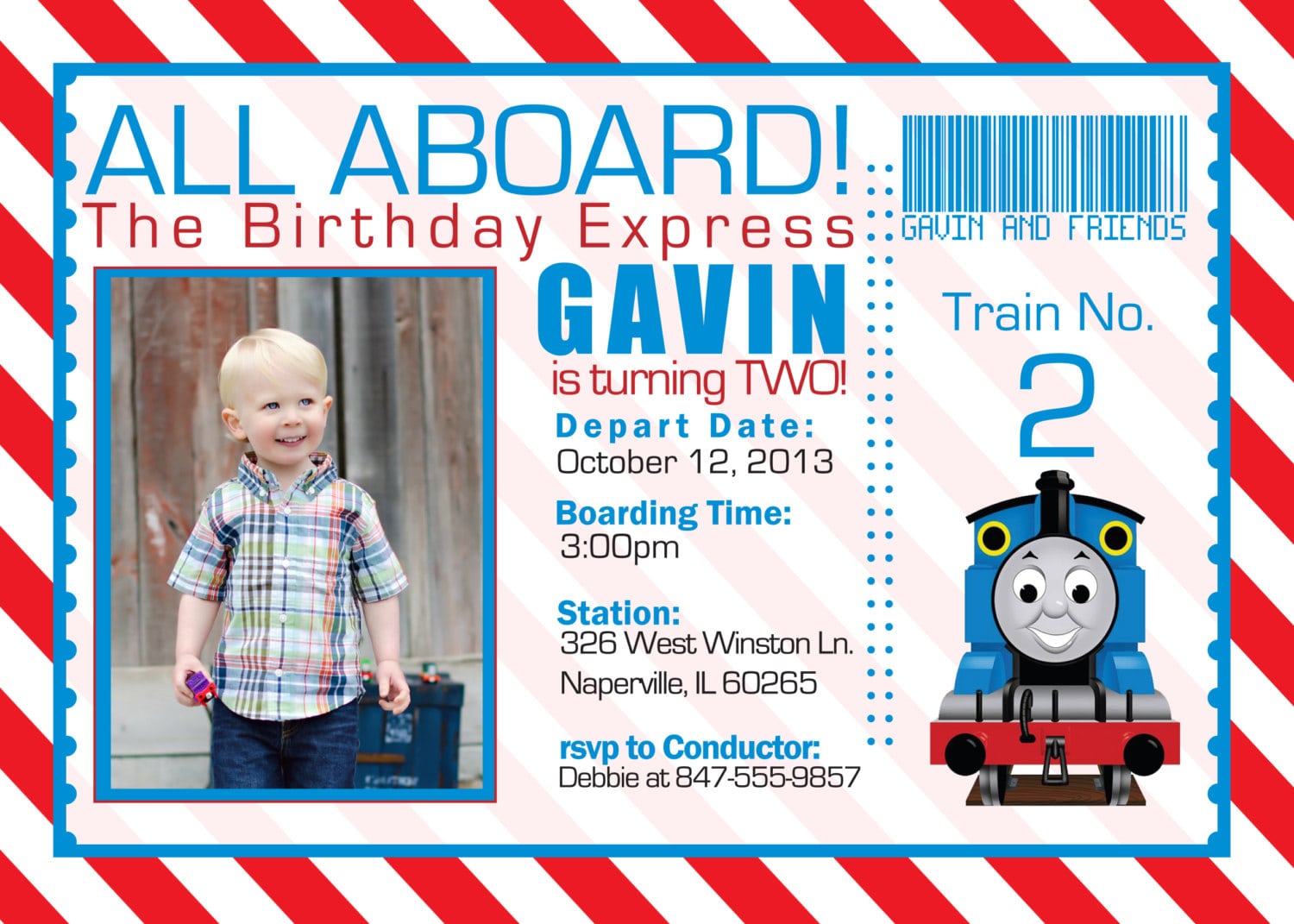 Thomas The Tank Engine Birthday Party Invitations