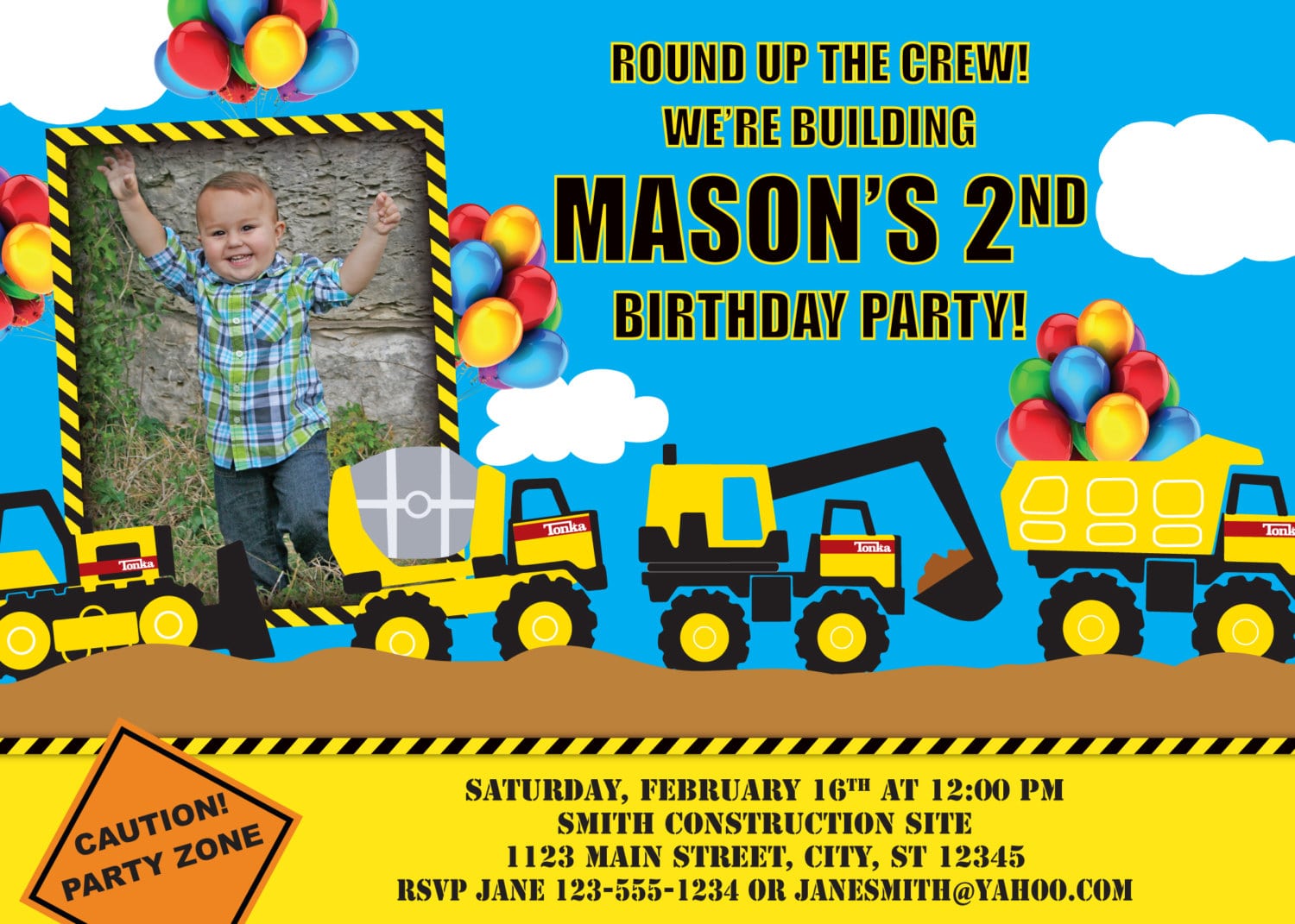 Tonka Truck Birthday Invitation