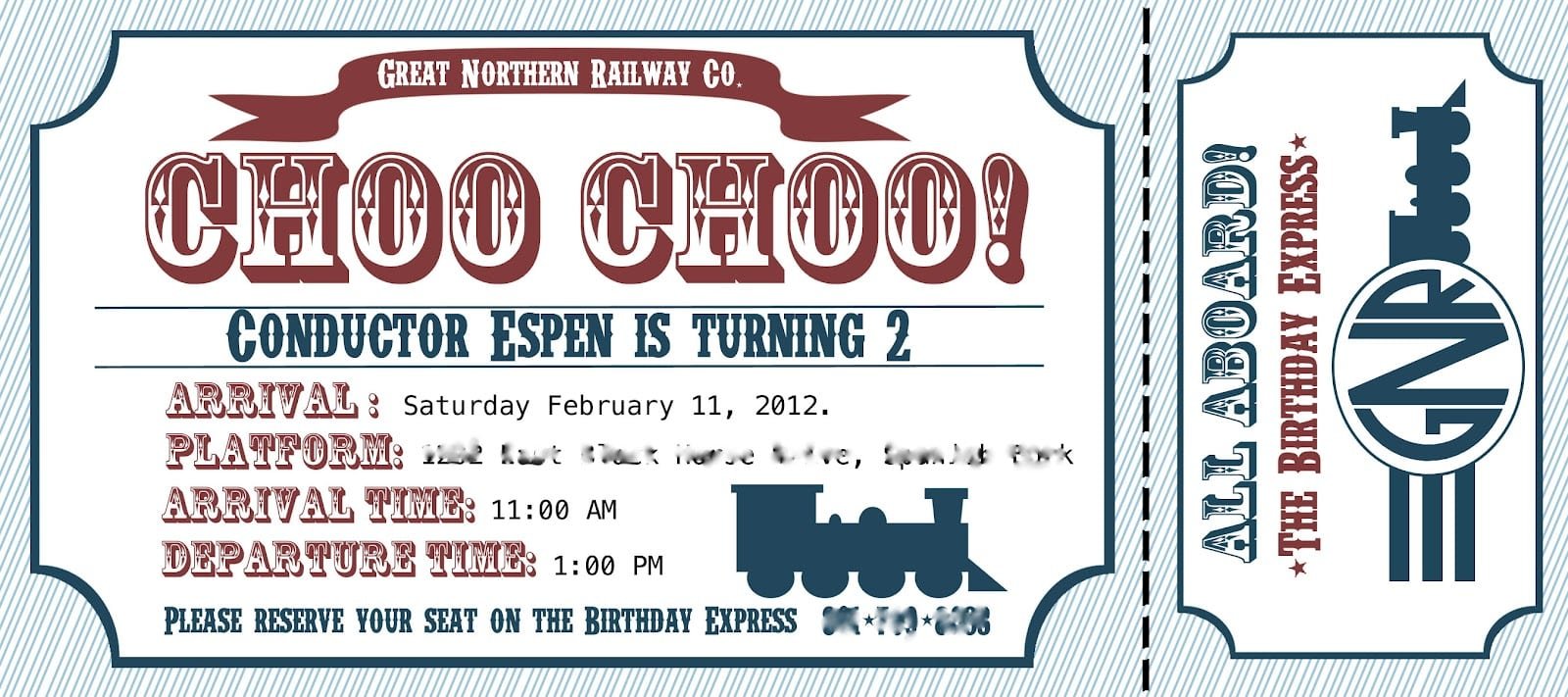 Train Ticket Birthday Invitation Template