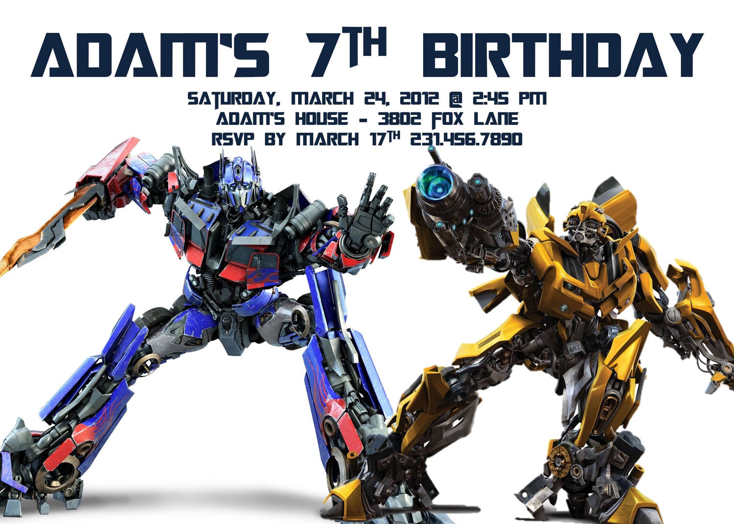 Transformers Birthday Party Invitations