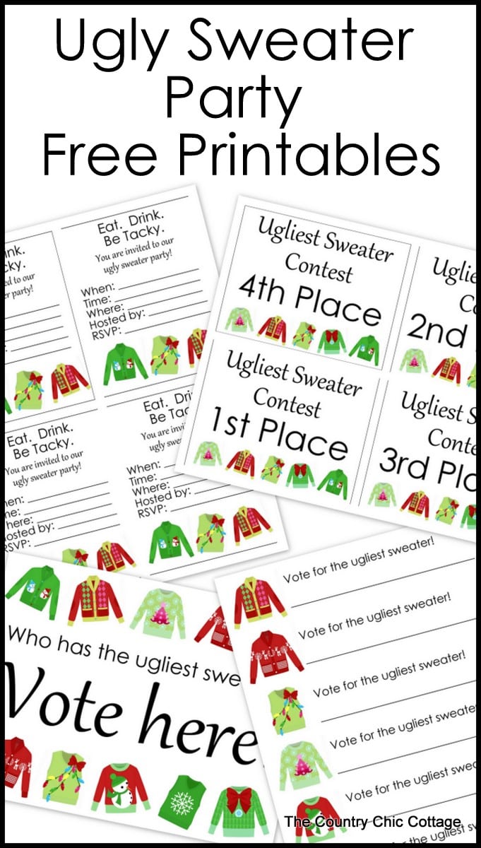 Ugly Sweater Party Free Printables