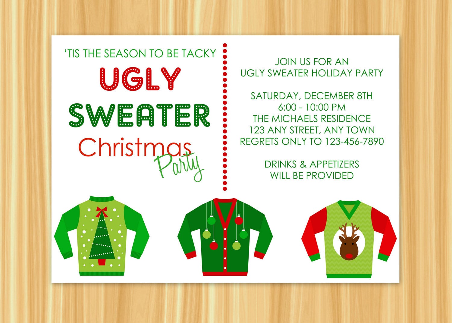 Ugly Sweater Party Invitation Poem