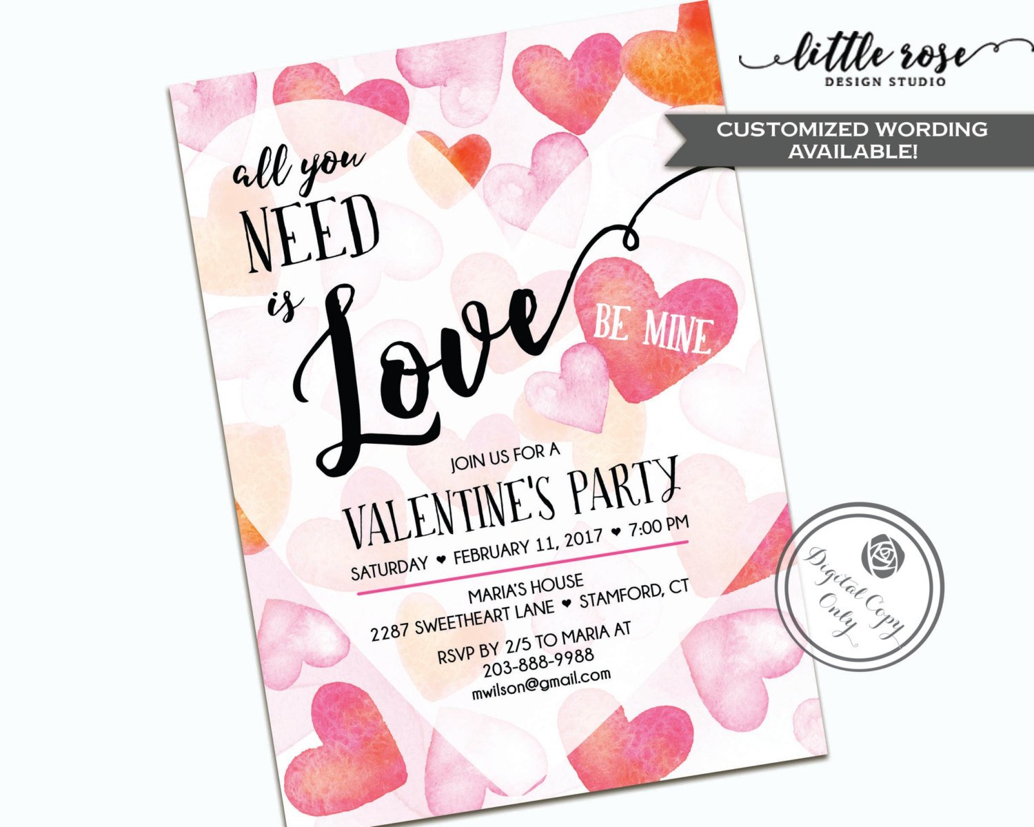 Valentine's Tea Party Invitation Mother's Day By Littlerosestudio