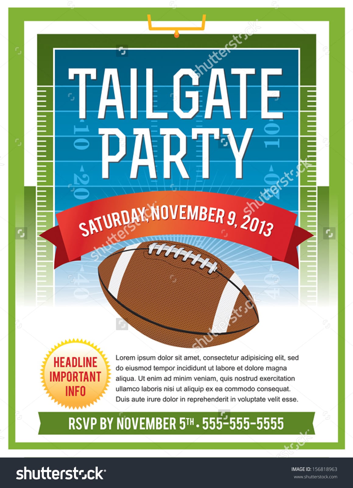 Vector Flyer Design Perfect Tailgating Parties Stock Vector