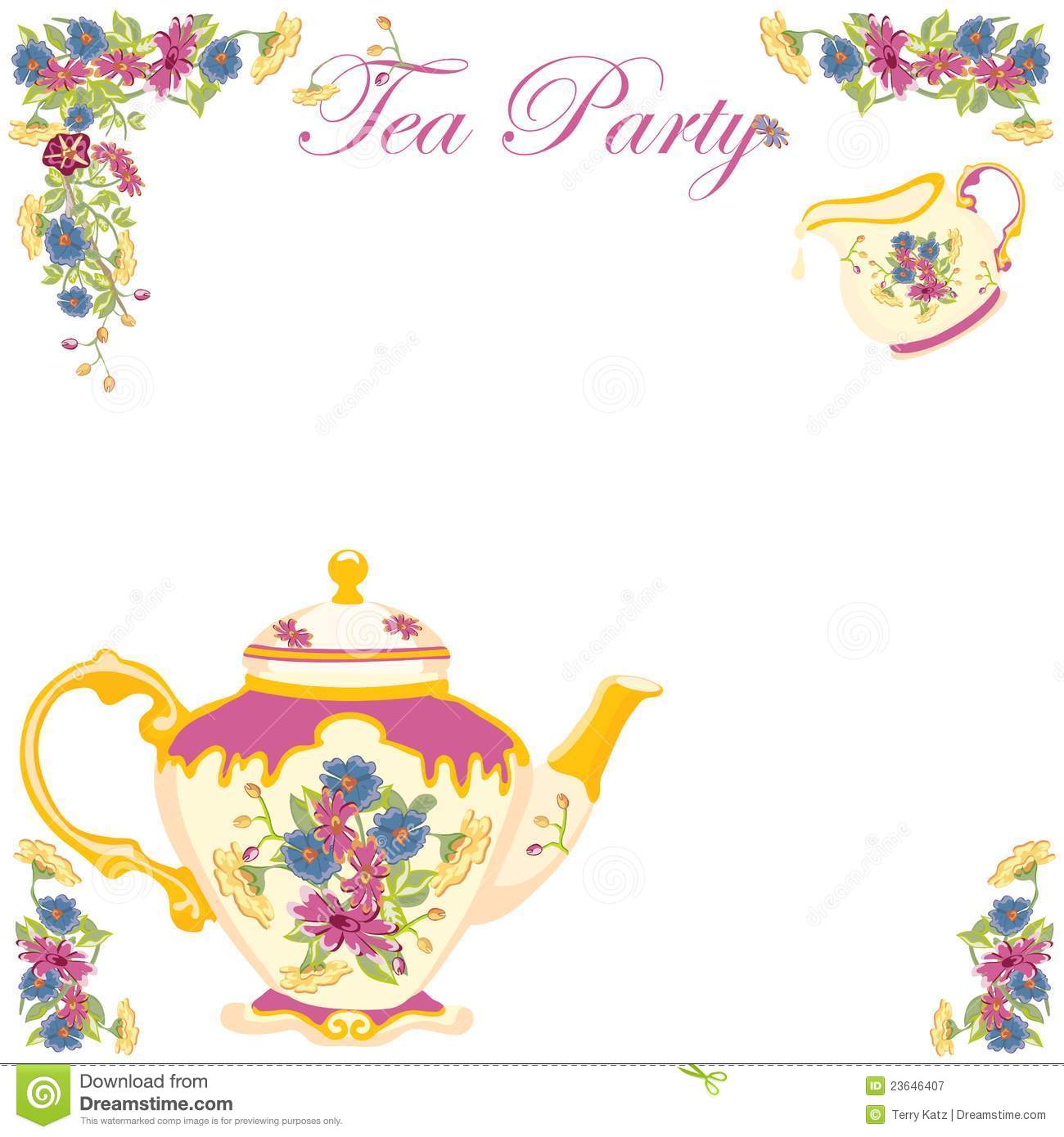 Victorian Tea Pot Tea Party Invitation Royalty Free Stock