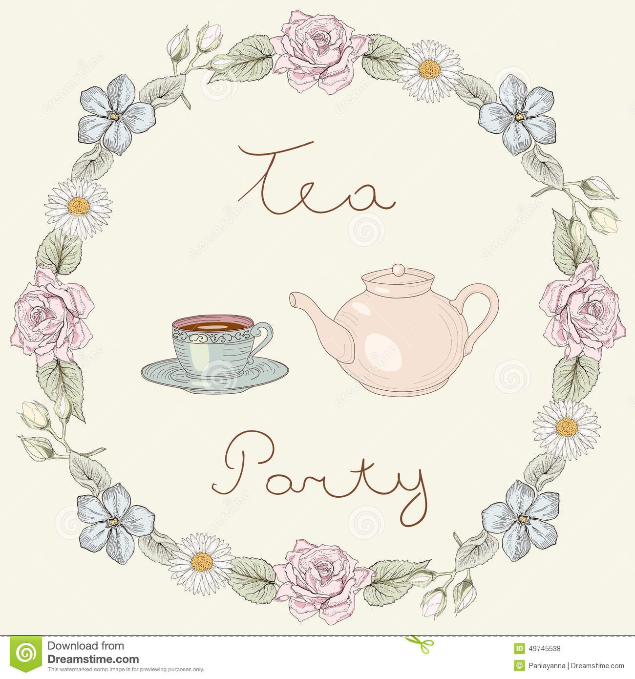 Victorian Tea Pot Tea Party Invitation Royalty Free Stock
