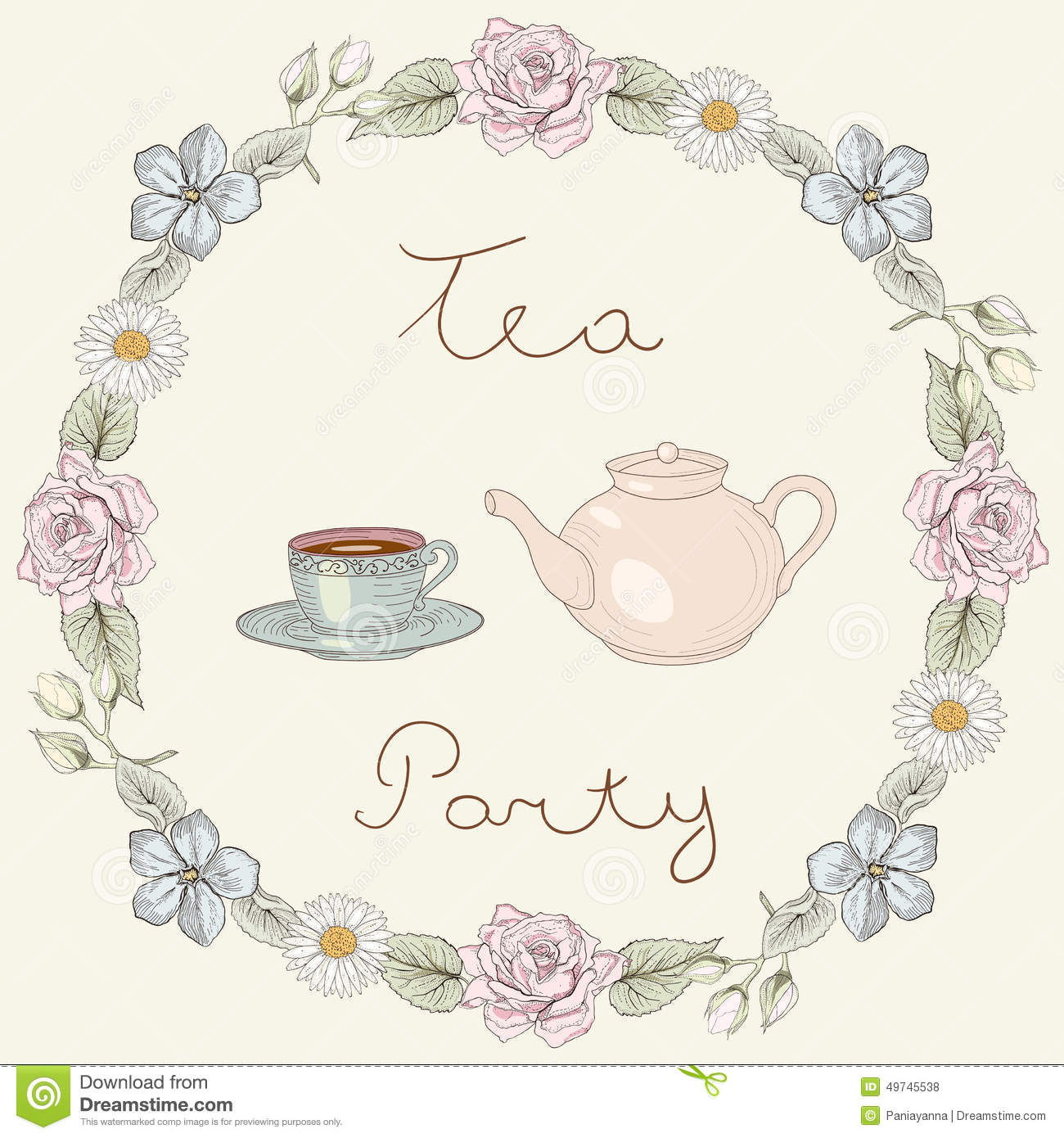 Victorian Tea Pot Tea Party Invitation Royalty Free Stock