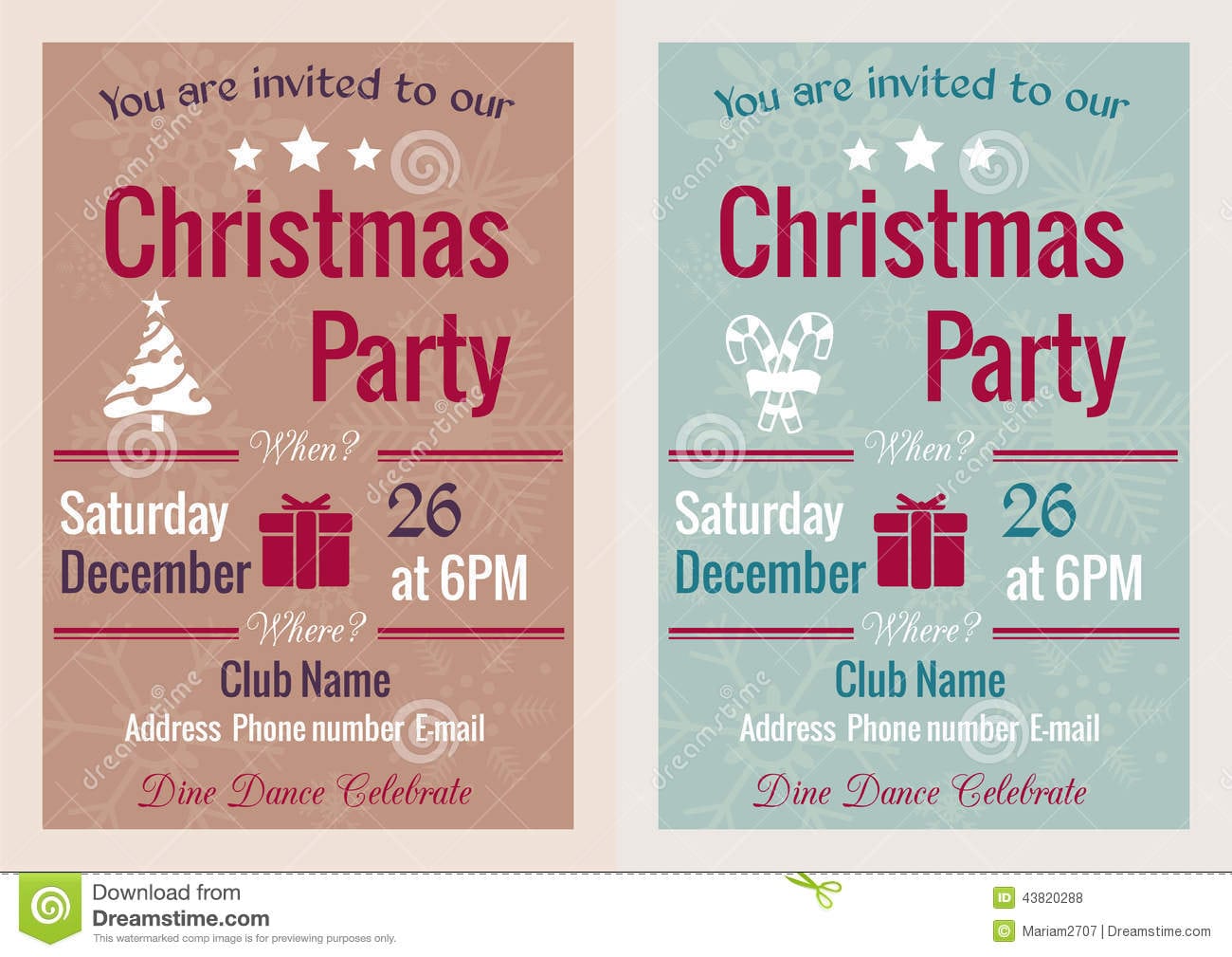 Vintage Christmas Party Invitation Stock Vector