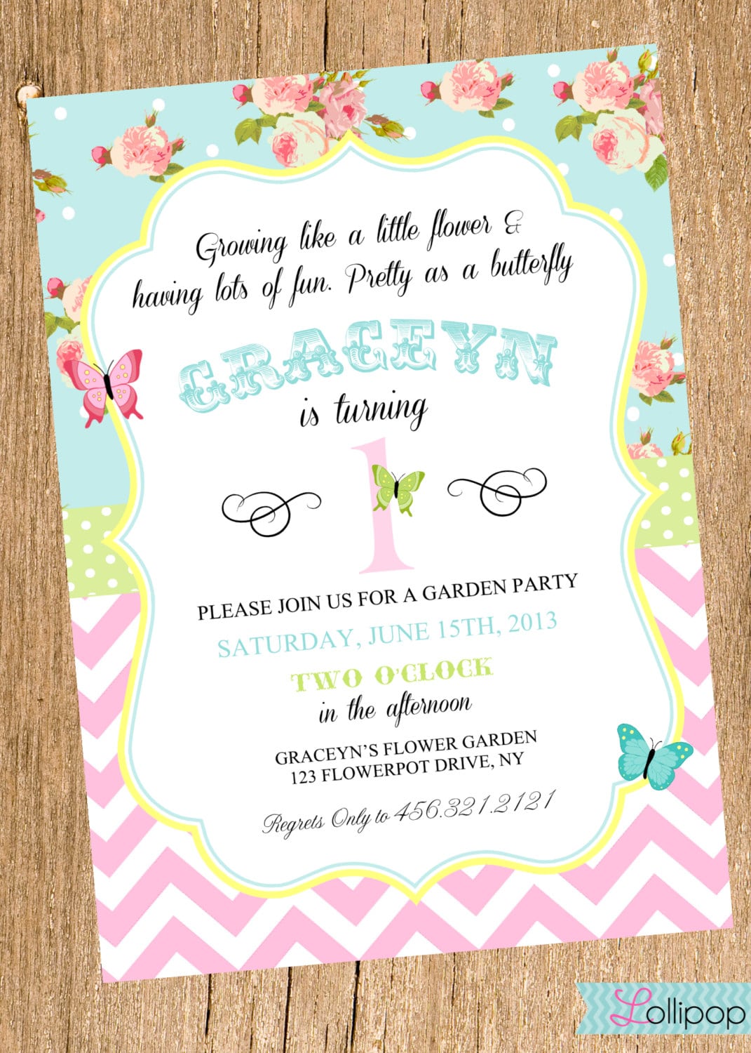 Vintage Garden Party Printable Birthday Invitation By Lollipopink