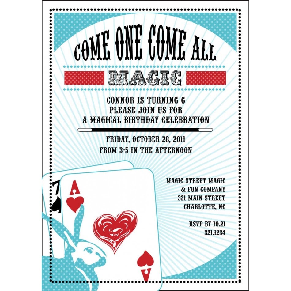 Vintage Magic Show Birthday Party Printable Invitation