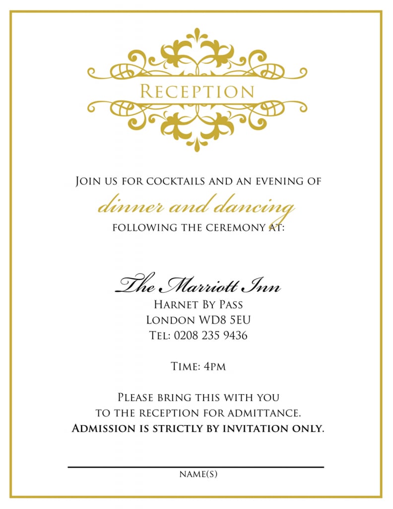 Wedding Reception Invitation Wording Samples