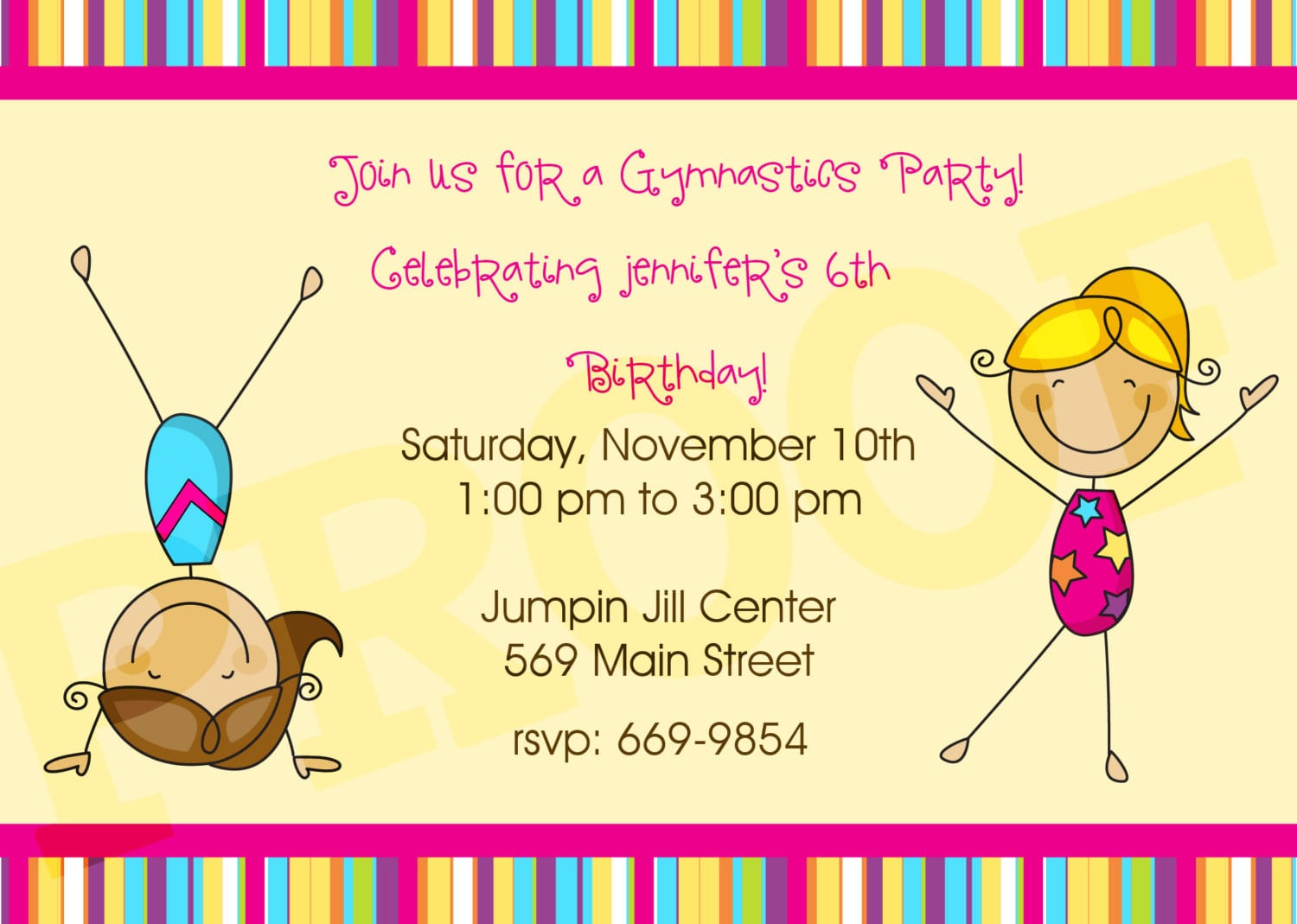 Wonderful 10 Gymnastics Birthday Party Invitations Free