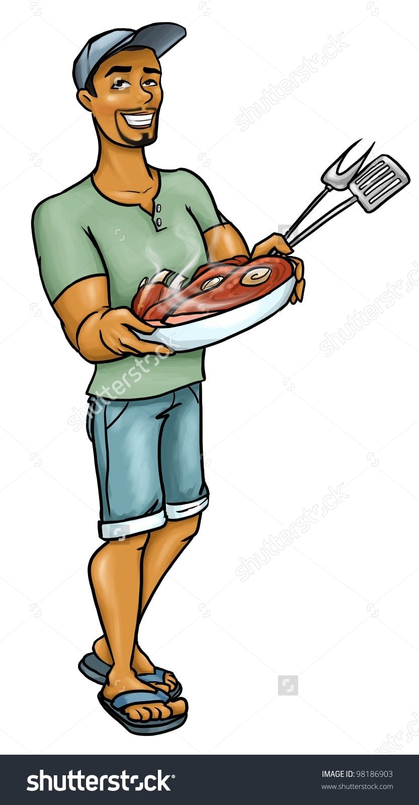 Young Happy African American Man Bbq Stock Illustration 98186903