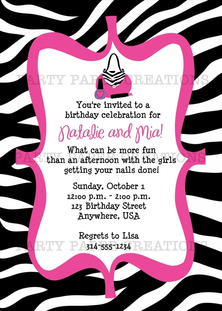 Zebra Print Party Invitations