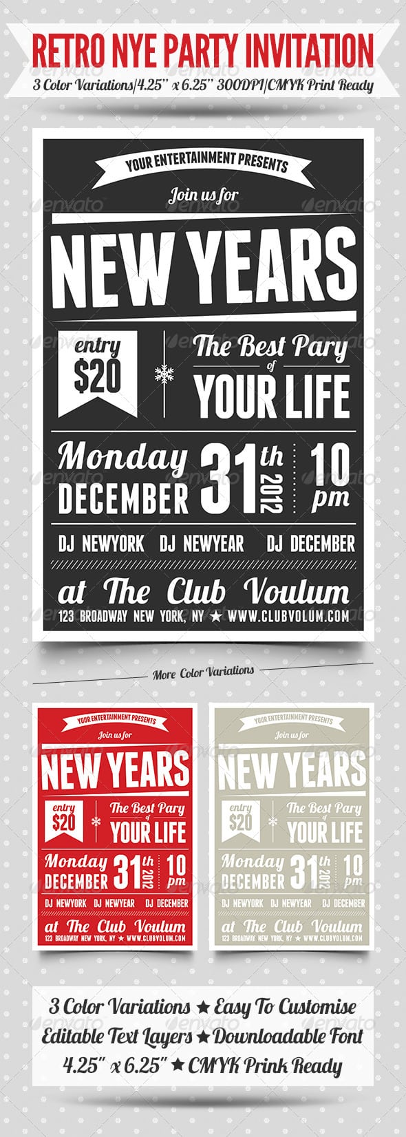 2013 Retro New Years Eve Party Invitation By Seeseo