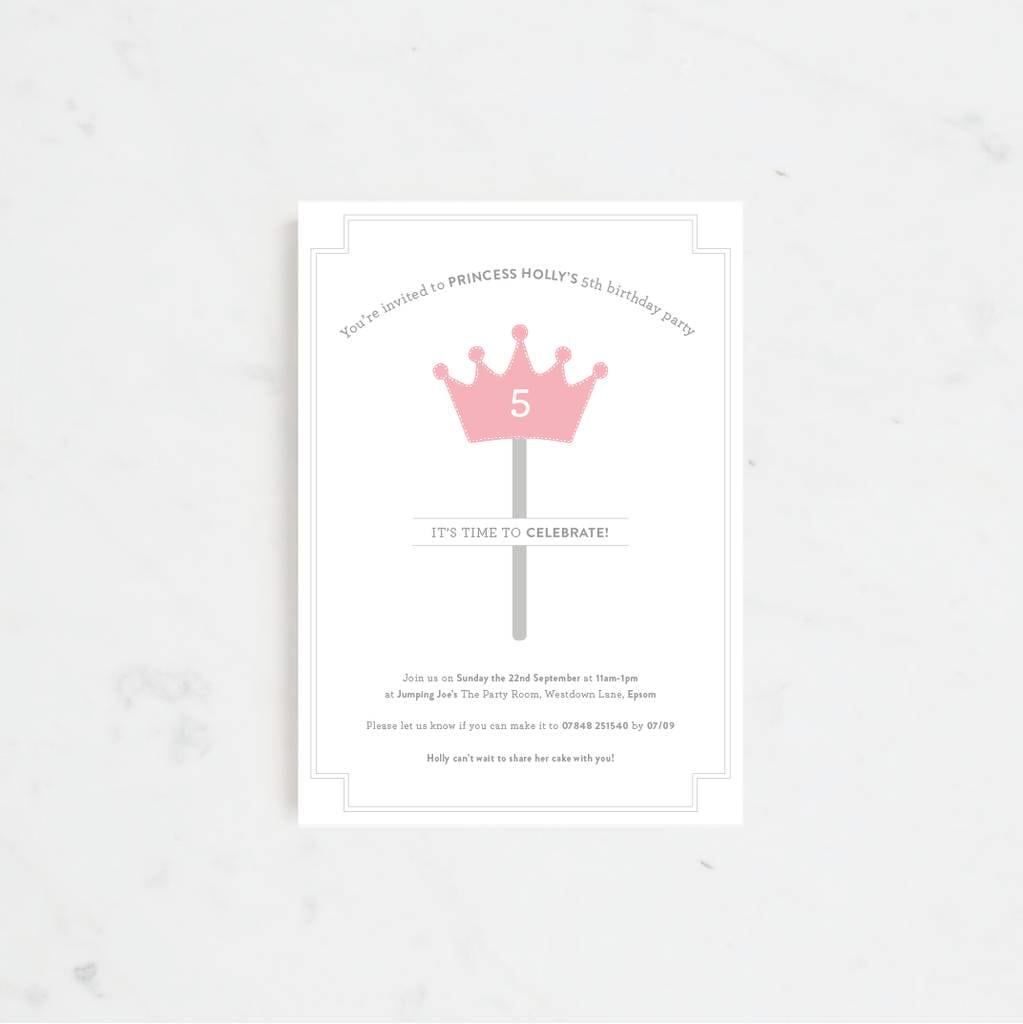 20 Princess Party Personalised Children's Invitations By Lola's
