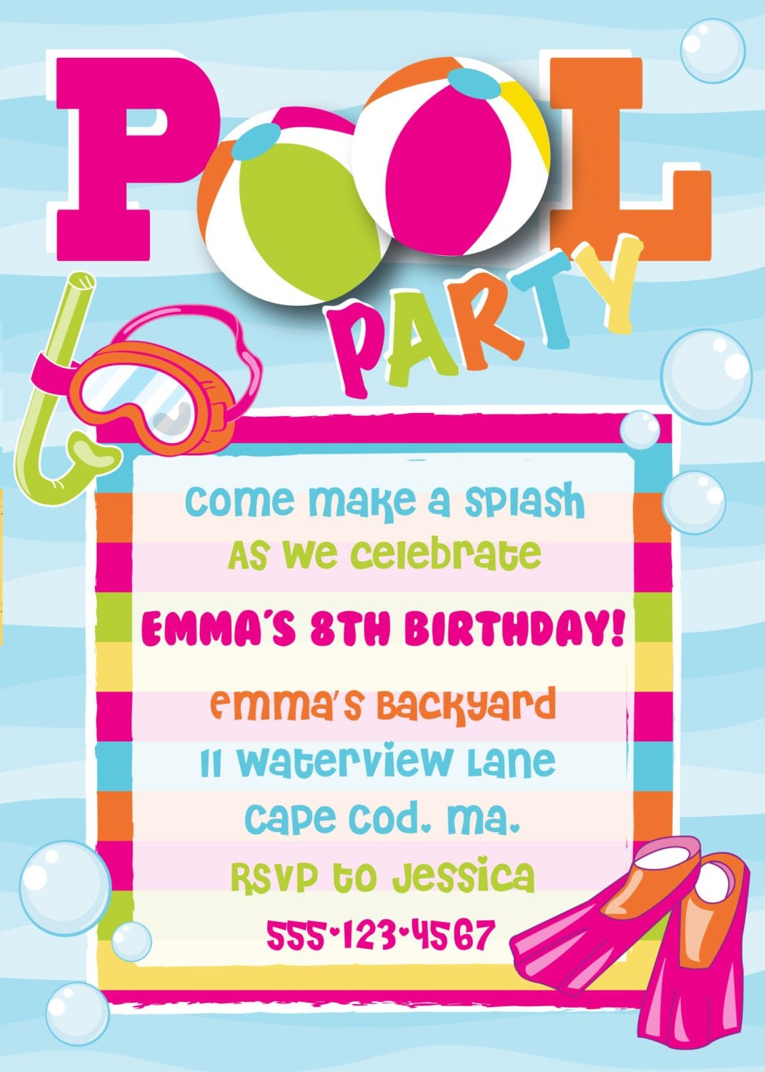 2nd Birthday Pool Party Invitation Wording