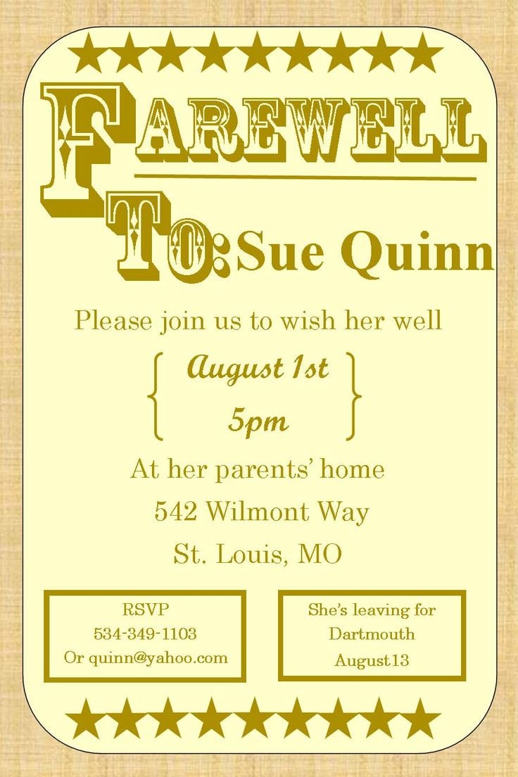 37 Best Images About Farewell Going Away Invitations On Pinterest