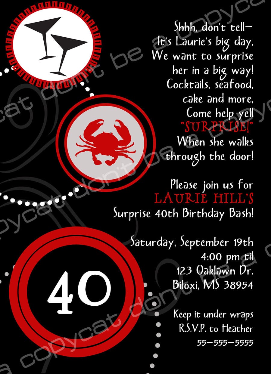 40th Birthday Invite Wording Surprise