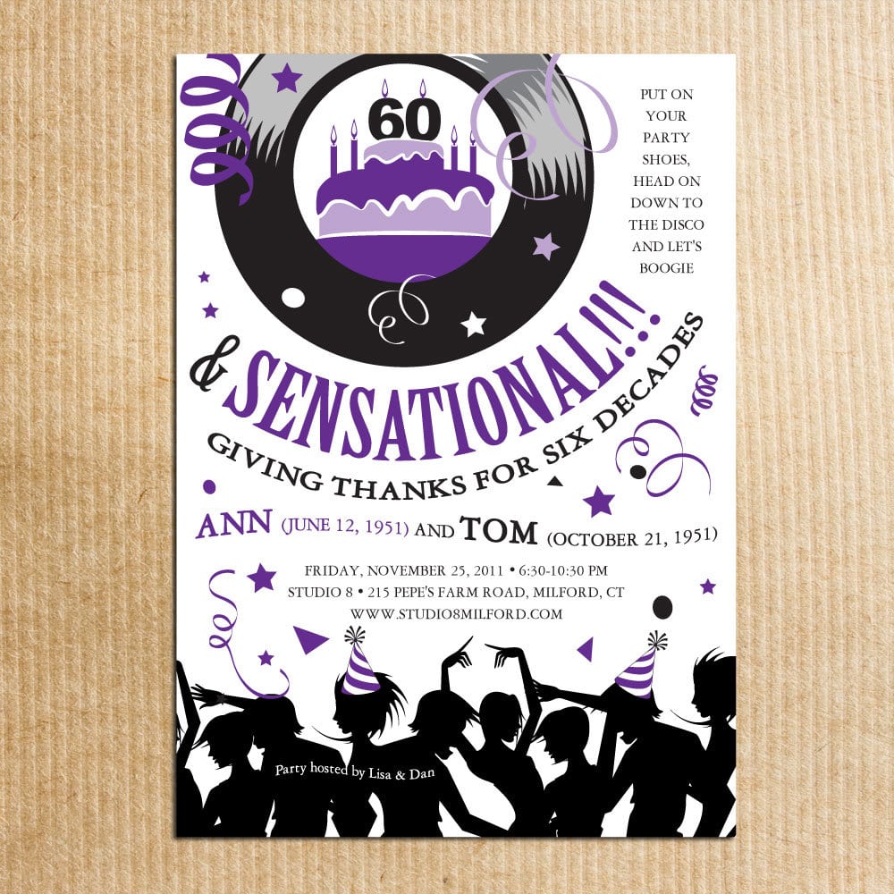 70s Party Birthday Invitations